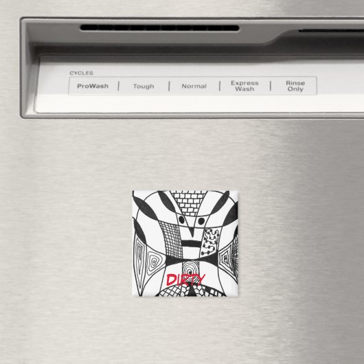 "Yappy Dog" Abstracte afwasmachine status Magnet (Insitu (Vaatwasser))