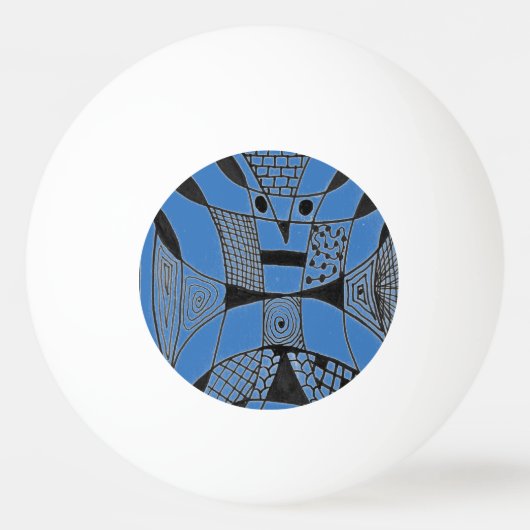"Yappy Dog - blue" Abstracte pingpongbal (Voorkant)