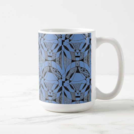 "Yappy Dog on Blue Tiled" Abstract Design Mok (Rechts)