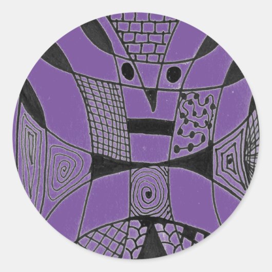 "Yappy Dog on Paars" Abstract Design Sticker (Voorkant)