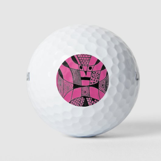 "Yappy Dog Pink" Abstracte Wilson Golf Balls Golfballen (Voorkant)