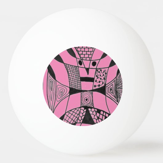 "Yappy Dog - roze" Abstracte pingpongbal (Achterkant)