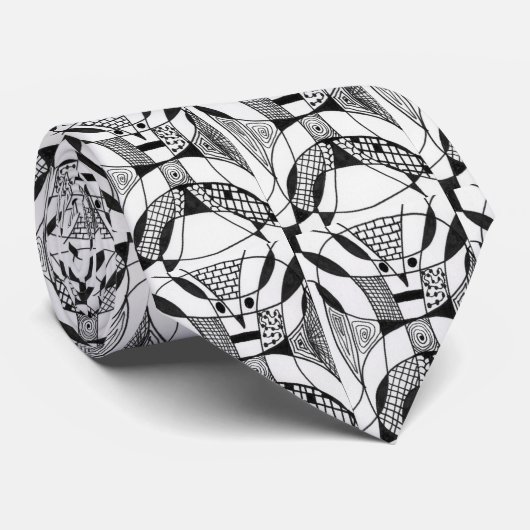 "Yappy Dogs" Abstract Design Stropdas (Opgerold)