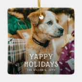 Yappy Feestdagen Schattigee Puppy Dog Christmas Keramisch Ornament (Voorkant)