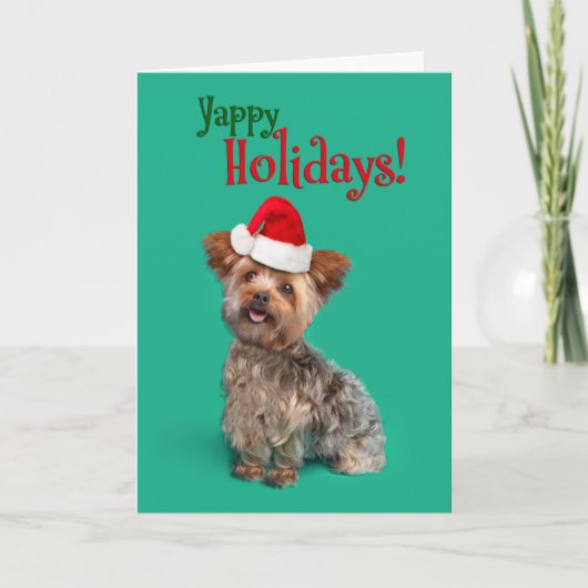 Yappy (Happy) Feestdagen Funny Yorkshire Terrier (Voorkant)