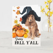 Yappy Herfst Y'all Halloween Cocker Spaniel Kaart (Gele Bloem)