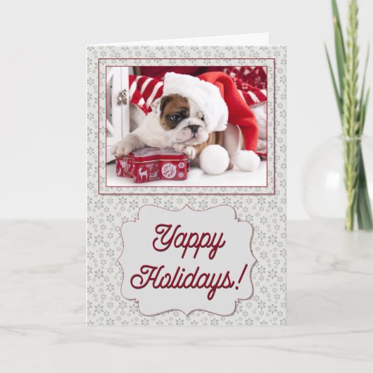 Yappy Holiday Bulldog Feestdagen Kaart (Voorkant)