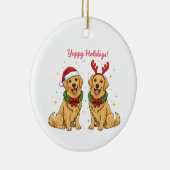 Yappy Holidays Golden Retriever Golden Xmas Keramisch Ornament (Rechts)