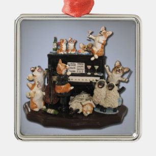 "Yappy Hour" Corgi & Sheep Concert Ornament