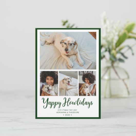 Yappy Howholidays 4 foto Feestdagenkaart (Staand voorkant)