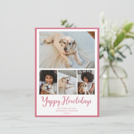 Yappy Howholidays 4 foto Feestdagenkaart (Staand voorkant)