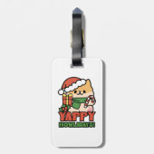 Yappy Howholidays - Schattigee Cartoon voor kersth Bagagelabel (Achterkant verticaal)