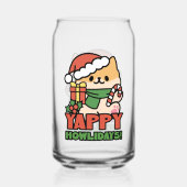 Yappy Howholidays - Schattigee Cartoon voor kersth Blikvorm Glas (Achterkant)