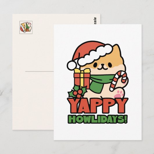 Yappy Howholidays - Schattigee Cartoon voor kersth Briefkaart (Voorkant / Achterkant)