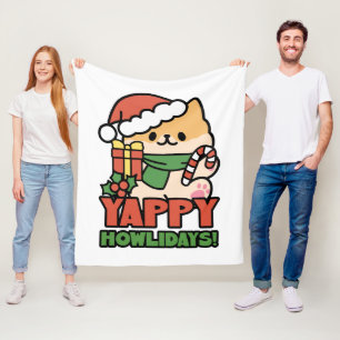 Yappy Howholidays - Schattigee Cartoon voor kersth Fleece Deken