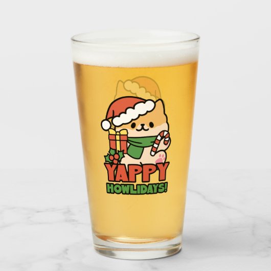 Yappy Howholidays - Schattigee Cartoon voor kersth Glas (Voorkant gevuld)