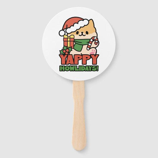 Yappy Howholidays - Schattigee Cartoon voor kersth Handwaaier (Achterkant)