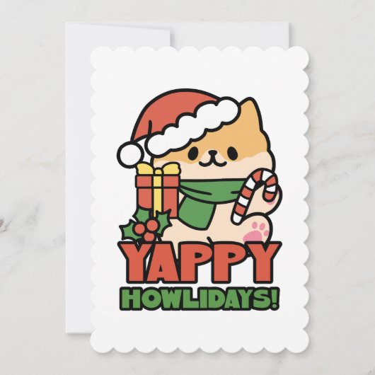 Yappy Howholidays - Schattigee Cartoon voor kersth Kaart (Voorkant)