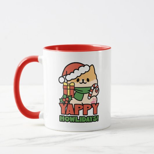 Yappy Howholidays - Schattigee Cartoon voor kersth Mok (Links)