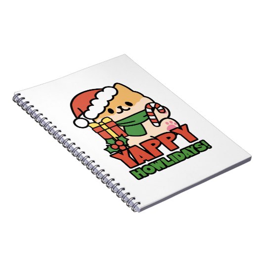 Yappy Howholidays - Schattigee Cartoon voor kersth Notitieboek (Rechterzijde)