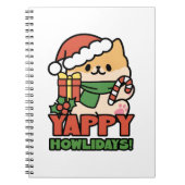 Yappy Howholidays - Schattigee Cartoon voor kersth Notitieboek (Voorkant)