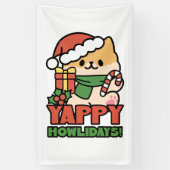 Yappy Howholidays - Schattigee Cartoon voor kersth Spandoek (Verticaal)
