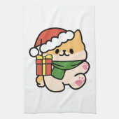 Yappy Howholidays - Schattigee Cartoon voor kersth Theedoek (Verticaal)