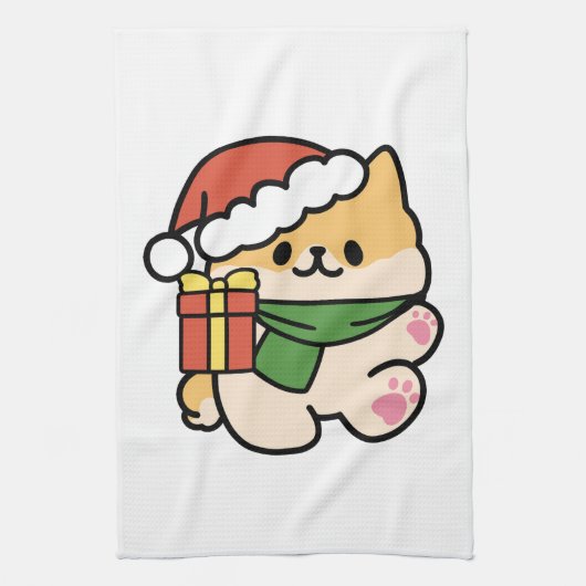 Yappy Howholidays - Schattigee Cartoon voor kersth Theedoek (Verticaal)