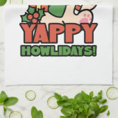 Yappy Howholidays - Schattigee Cartoon voor kersth Theedoek (Gevouwen)