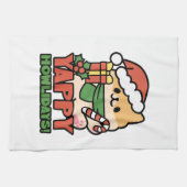 Yappy Howholidays - Schattigee Cartoon voor kersth Theedoek (Horizontaal)