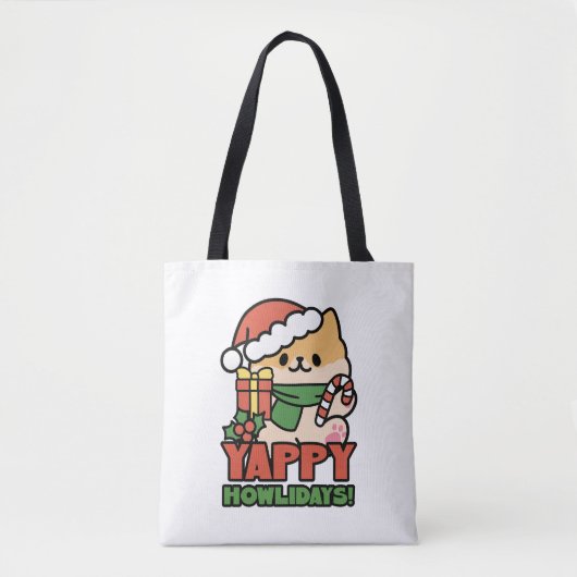 Yappy Howholidays - Schattigee Cartoon voor kersth Tote Bag (Voorkant)