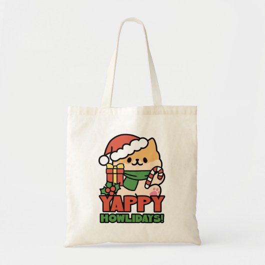 Yappy Howholidays - Schattigee Cartoon voor kersth Tote Bag (Voorkant)