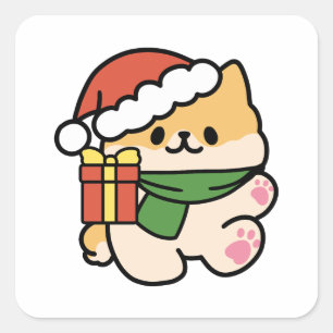 Yappy Howholidays - Schattigee Cartoon voor kersth Vierkante Sticker