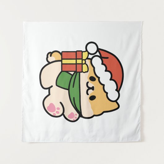 Yappy Howholidays - Schattigee Cartoon voor kersth Wandkleed (Voorkant (horizontaal))