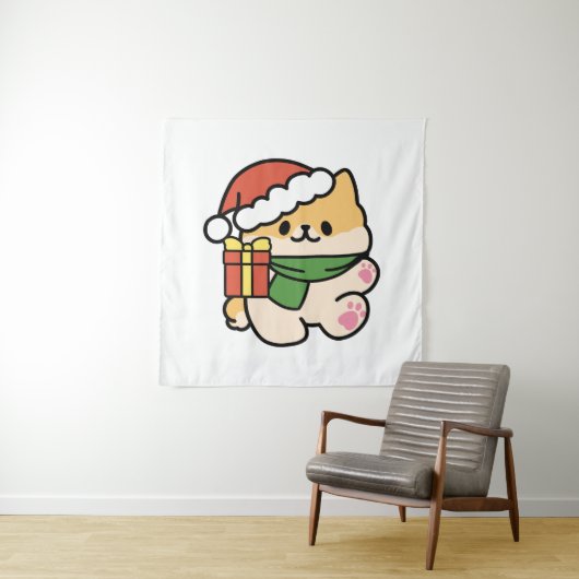 Yappy Howholidays - Schattigee Cartoon voor kersth Wandkleed (In situ)