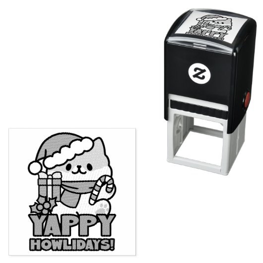 Yappy Howholidays - Schattigee Cartoon voor kersth Zelfinktende Stempel (In situ)