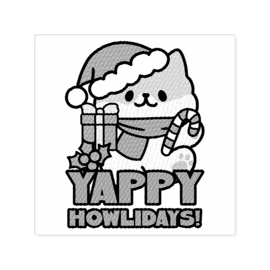 Yappy Howholidays - Schattigee Cartoon voor kersth Zelfinktende Stempel (Design)