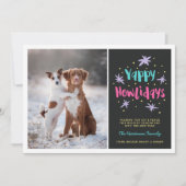 Yappy Howlidays Dog Kerstfoto Black Feestdagenkaart (Voorkant)