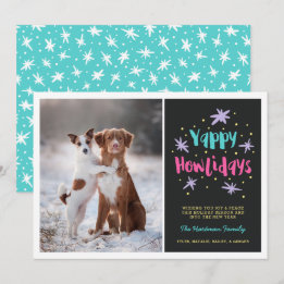 Yappy Howlidays Dog Kerstfoto Black Feestdagenkaart