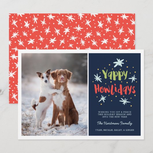 Yappy Howlidays Dog kerstfotomarine Feestdagenkaart (Voorkant / Achterkant)
