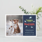 Yappy Howlidays Dog kerstfotomarine Feestdagenkaart (Staand voorkant)