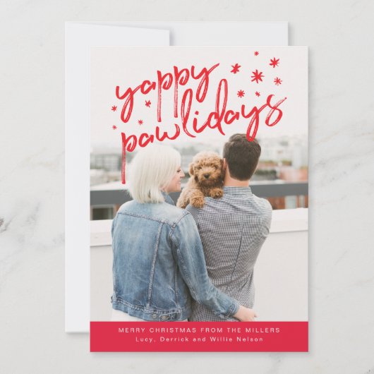 Yappy Pawlidays Dog kerstfoto Feestdagenkaart (Voorkant)