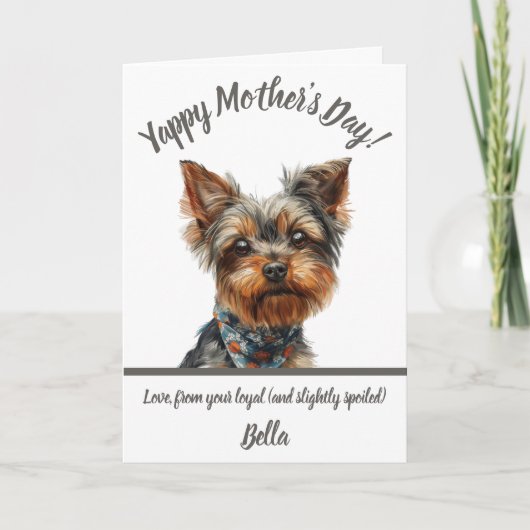 Yappy Yorkie Moederdag Kaart (Voorkant)