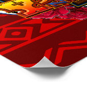 Yaqui Deer Dancer-poster op rood Poster (Hoek)