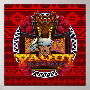 Yaqui Deer Dancer-poster op rood Poster
