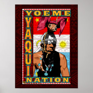 Yaqui Deer Dancer Yoeme poster print diep rood