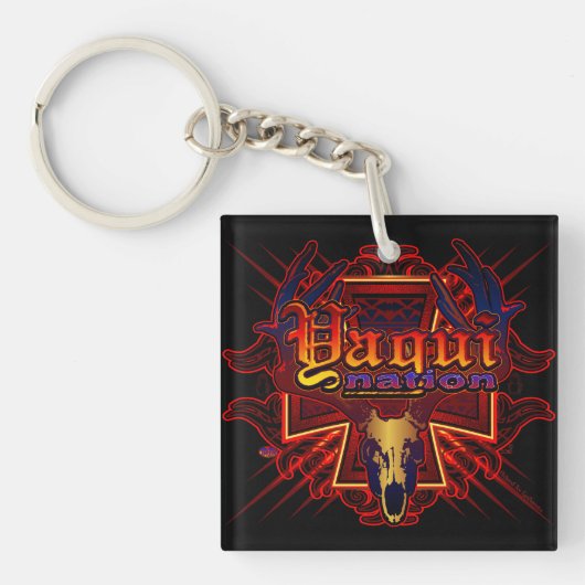 Yaqui Nation Deer Skull Design Sleutelhanger (Voorkant)