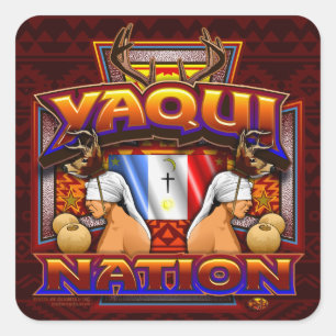Yaqui Nation Flag Deer Dancer-ontwerp Vierkante Sticker