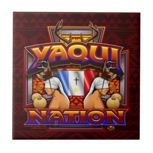 Yaqui Nation Flag Deer Dancer tegelontwerp Tegeltje (Voorkant)