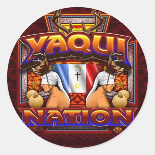 Yaqui Nation Flag Hertendanser ontwerp sticker (Voorkant)